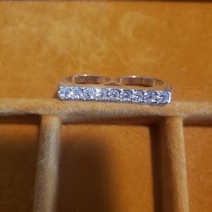 2 Finger Silver Tone Costume Jewelry Ring